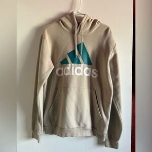 Adidas Beige Hoodie with Teal Logo